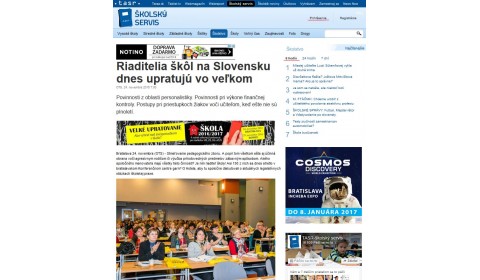 skolskyservis.sk – 24. 11. 2016: Riaditelia škôl na Slovensku dnes upratujú vo veľkom 