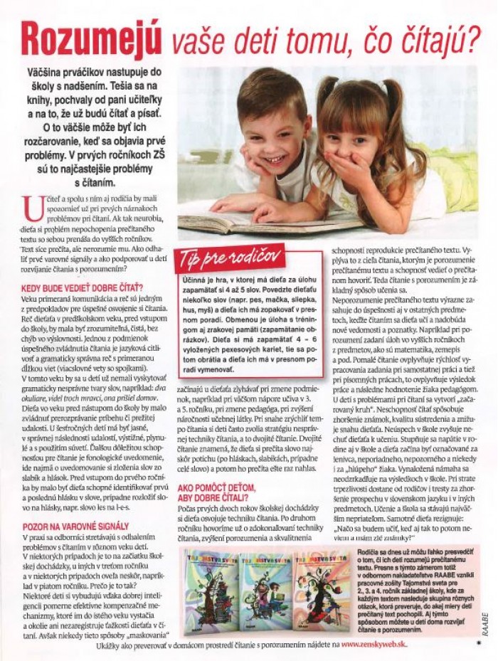 Slovenka – 19/2016: Rozumejú vaše deti tomu, čo čítajú? 