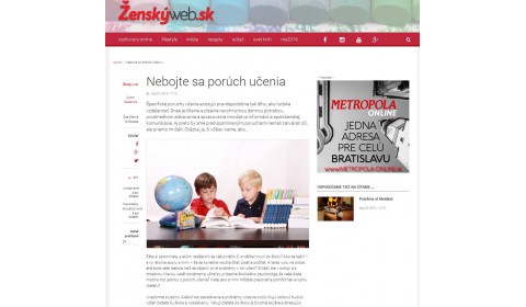 zenskyweb.sk – 5. 5. 2016: Nebojte sa porúch učenia 