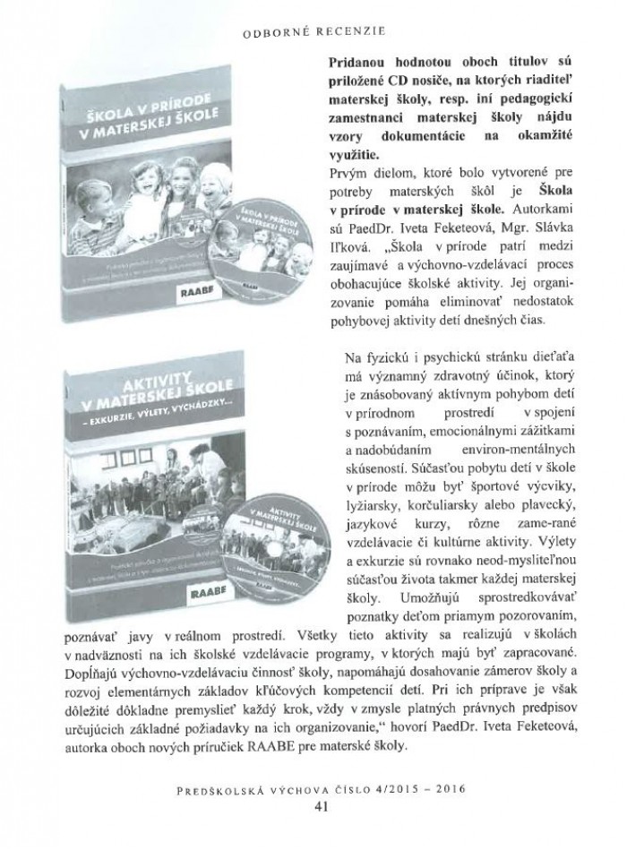 Predškolská výchova – marec/apríl 2016: Bezpečnosť detí na prvom mieste 