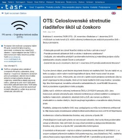 tasr.sk – 5. 11. 2015: Celoslovenské stretnutie riaditeľov škôl už čoskoro