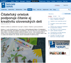 skolskyservis.sk – 13. 4. 2016: Čitateľský oriešok podporuje čítanie aj kreativitu slovenských detí
