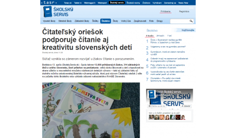 skolskyservis.sk – 13. 4. 2016: Čitateľský oriešok podporuje čítanie aj kreativitu slovenských detí 