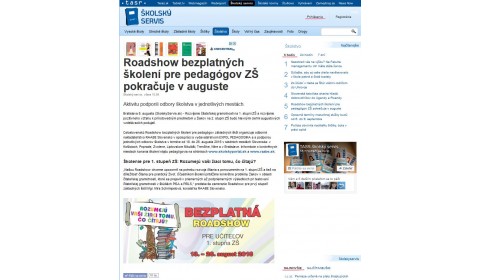 skolskyservis.sk – 8. 8. 2016: Roadshow bezplatných školení pre pedagógov ZŠ pokračuje v auguste 