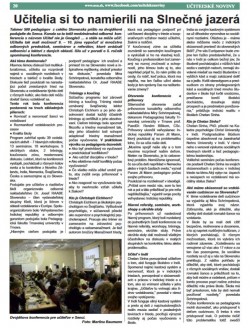 Učiteľské noviny – jún 2016, strana 20–21: Učitelia si to namierili na Slnečné jazerá