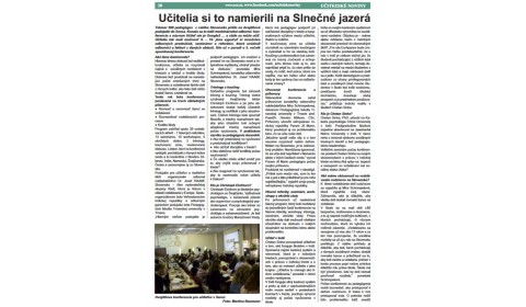 Učiteľské noviny – jún 2016, strana 20–21: Učitelia si to namierili na Slnečné jazerá 