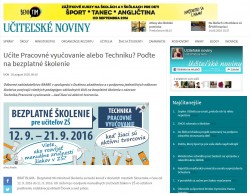 ucn.sk – 28. 8. 2016: Učíte Pracovné vyučovanie alebo Techniku? Poďte na bezplatné školenie