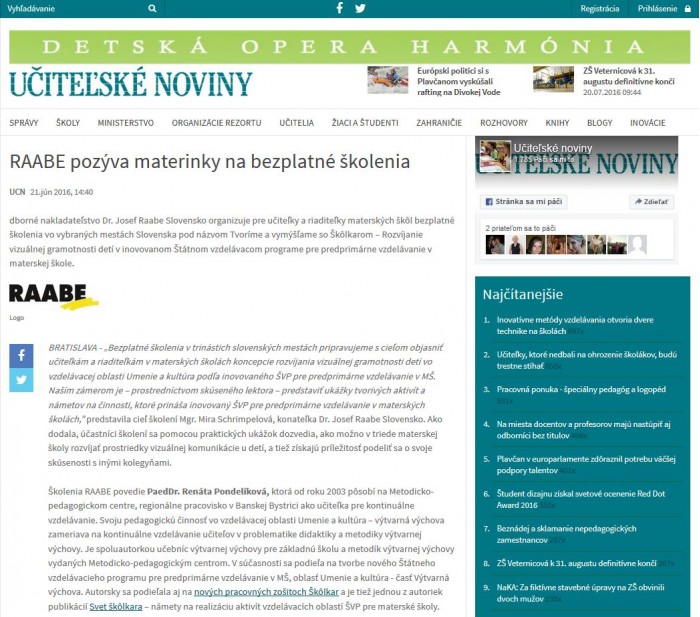 ucn.sk – 21. 6. 2016: RAABE pozýva materinky na bezplatné školenia 