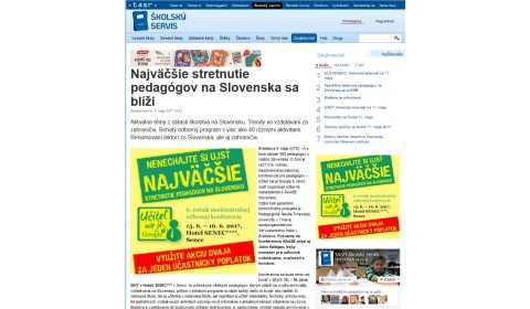 skolskyservis.sk – 11. 5. 2017: Najväčšie stretnutie pedagógov na Slovensku sa blíži 