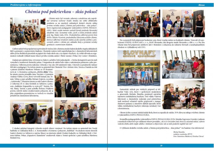 Dnešná škola – človek a príroda júl–august 2017: Chémia pod pokrievkou – skús pokus! 