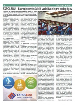 Učiteľské noviny 2/2017, strana 20: EXPOLEDU – Štartuje nové súvislé vzdelávanie pre pedagógov