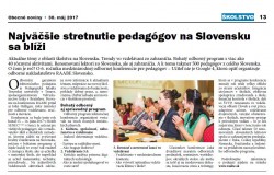 Obecné noviny – 31. 5. 2017: Najväčšie stretnutie pedagógov na Slovensku sa blíži 