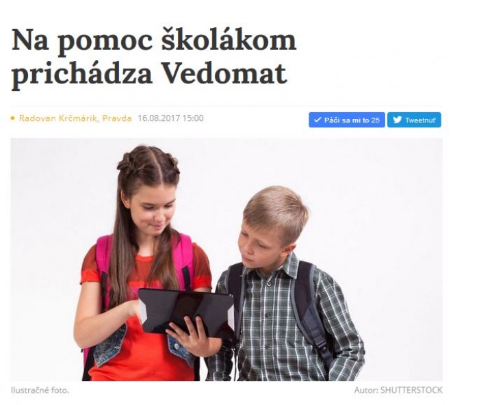 www.pravda.sk – 16. 8. 2017: Na pomoc školákom prichádza Vedomat