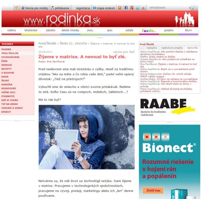 rodinka.sk – 26. 6. 2017: Žijeme v matrixe. A nemusí to byť zlé. 