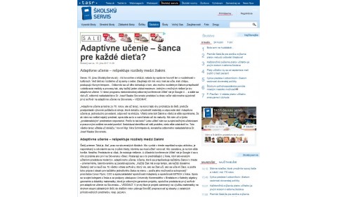 skolskyservis.sk – 15. 06. 2017: Adaptívne učenie – šanca pre každé dieťa? 