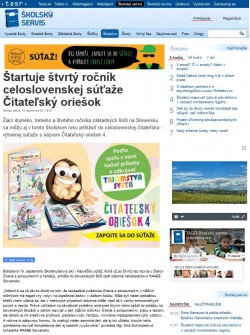 www.skolskyservis.sk – 19. 9. 2017: Štartuje štvrtý ročník celoslovenskej súťaže Čitateľský oriešok