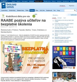 skolskyservis.sk – 11. 8. 2017: RAABE pozýva učiteľov na bezplatné školenia