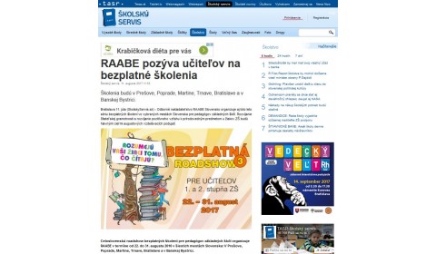 skolskyservis.sk – 11. 8. 2017: RAABE pozýva učiteľov na bezplatné školenia