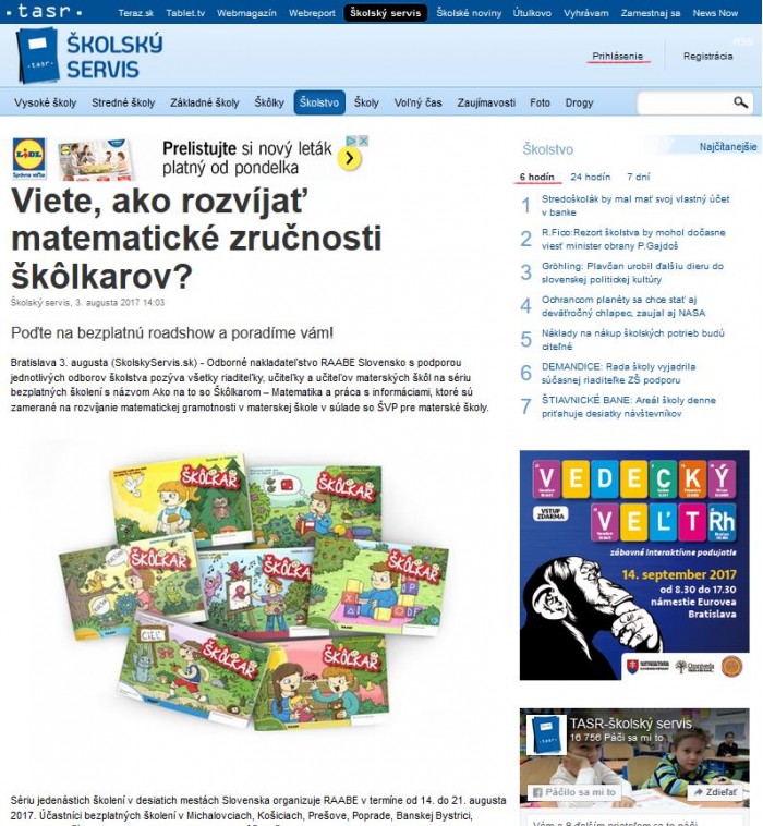 skolskyservis.sk – 3. 8. 2017: Viete, ako rozvíjať matematické zručnosti škôlkarov? 