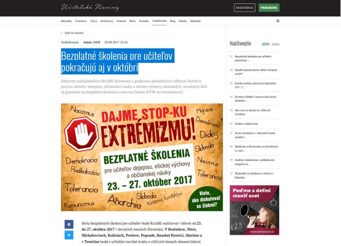 www.ucn.sk – 29. 9. 2017: Bezplatné školenia pre učiteľov pokračujú aj v októbri 