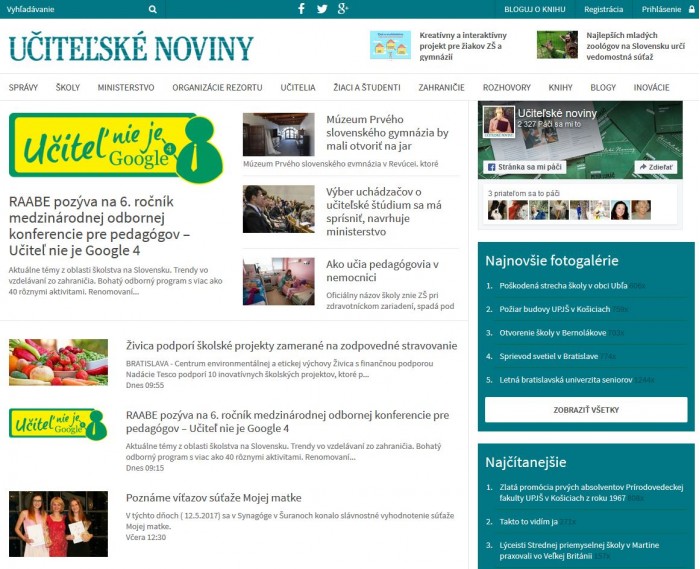 ucn.sk – 16. 5. 2017: RAABE pozýva na 6. ročník medzinárodnej odbornej konferencie pre pedagógov – Učiteľ nie je Google 4 
