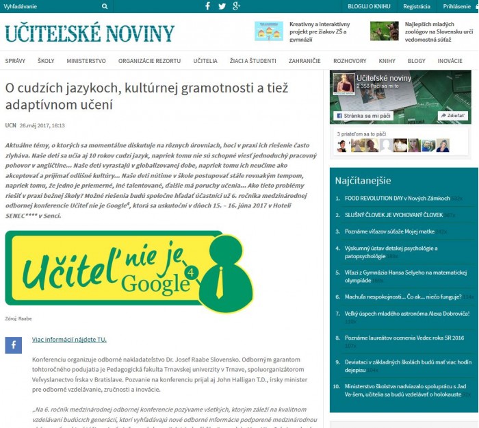ucn.sk – 26. 5. 2017: O cudzích jazykoch, kultúrnej gramotnosti a tiež adaptívnom učení 