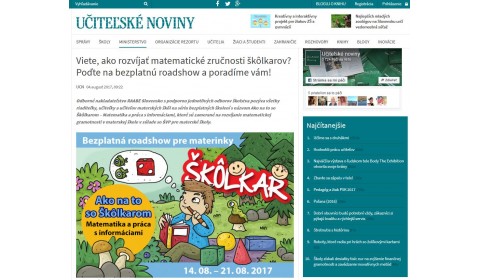 ucn.sk – 4. 8. 2017: Viete, ako rozvíjať matematické zručnosti škôlkarov? Poďte na bezplatnú roadshow a poradíme vám! 