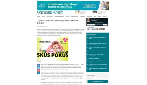 ucn.sk – 21. 5. 2017: Poznáme víťazov súťaže Chémia pod pokrievkou „SKÚS POKUS“! 