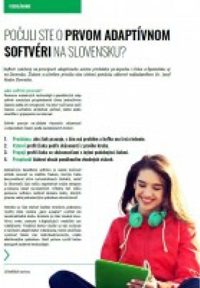 Učiteľské noviny – 11/2017, strana 5: POČULI STE O PRVOM ADAPTÍVNOM SOFTVÉRI NA SLOVENSKU? 